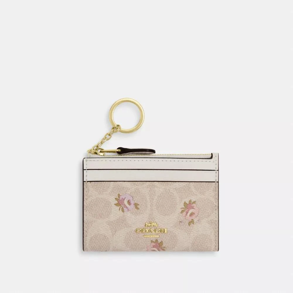 Coach Mini Skinny Id Case In Signature Canvas With Floral Print