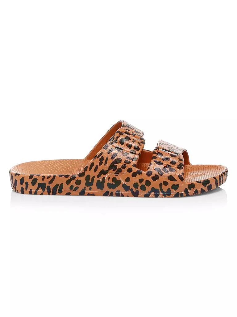 Freedom Moses Leopard-Print Two-Strap Slides 1