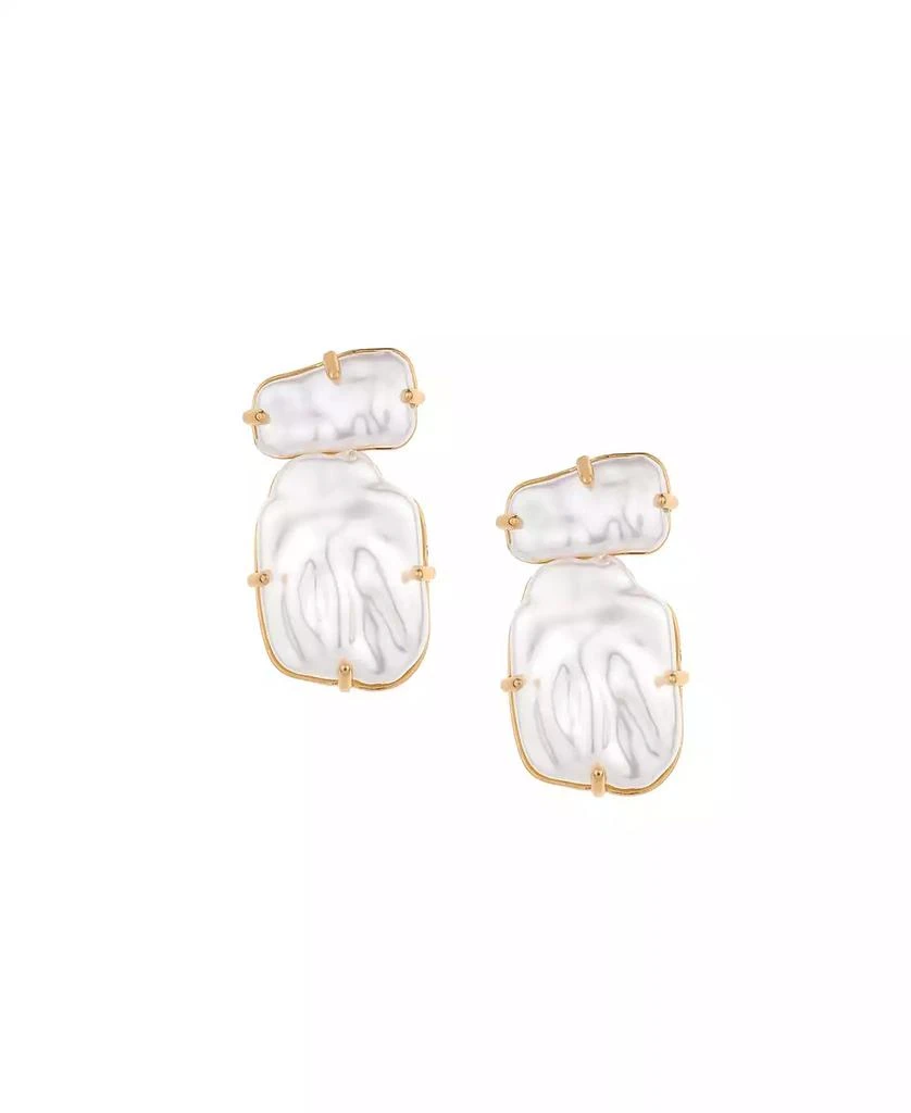 Ettika Jewelry Double Imitation Pearl Nugget 18K Gold Plated Earrings