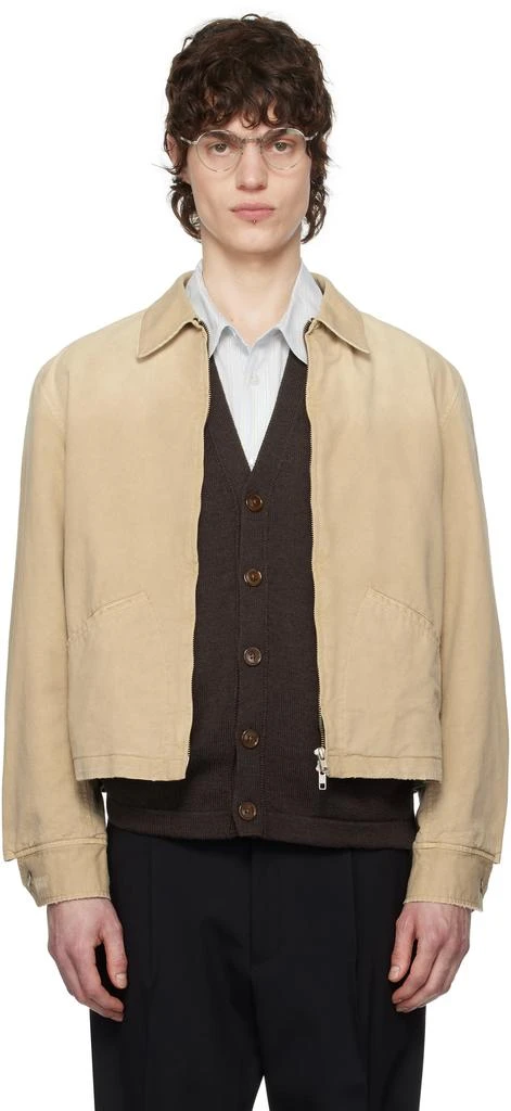 Tonywack Beige Garment-Dyed Cotton Distressed Mechanic Jacket 1