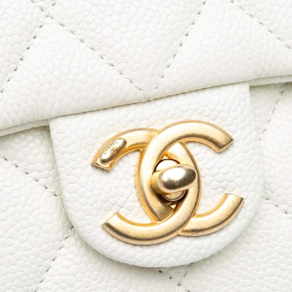 Chanel Chanel White Small Quilted Caviar Twist Your Buttons Flap 7