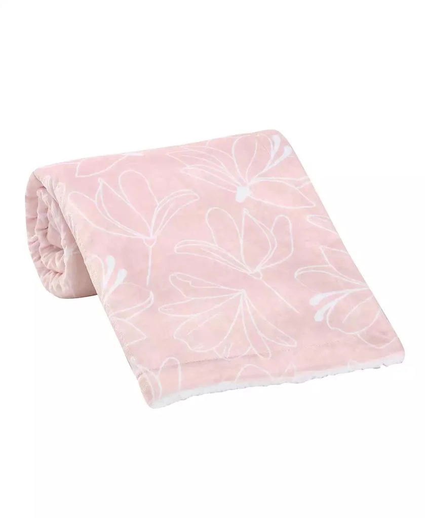 Lambs 
Ivy Petals Pink/White Floral Fleece Faux Shearling Soft Baby Blanket 3