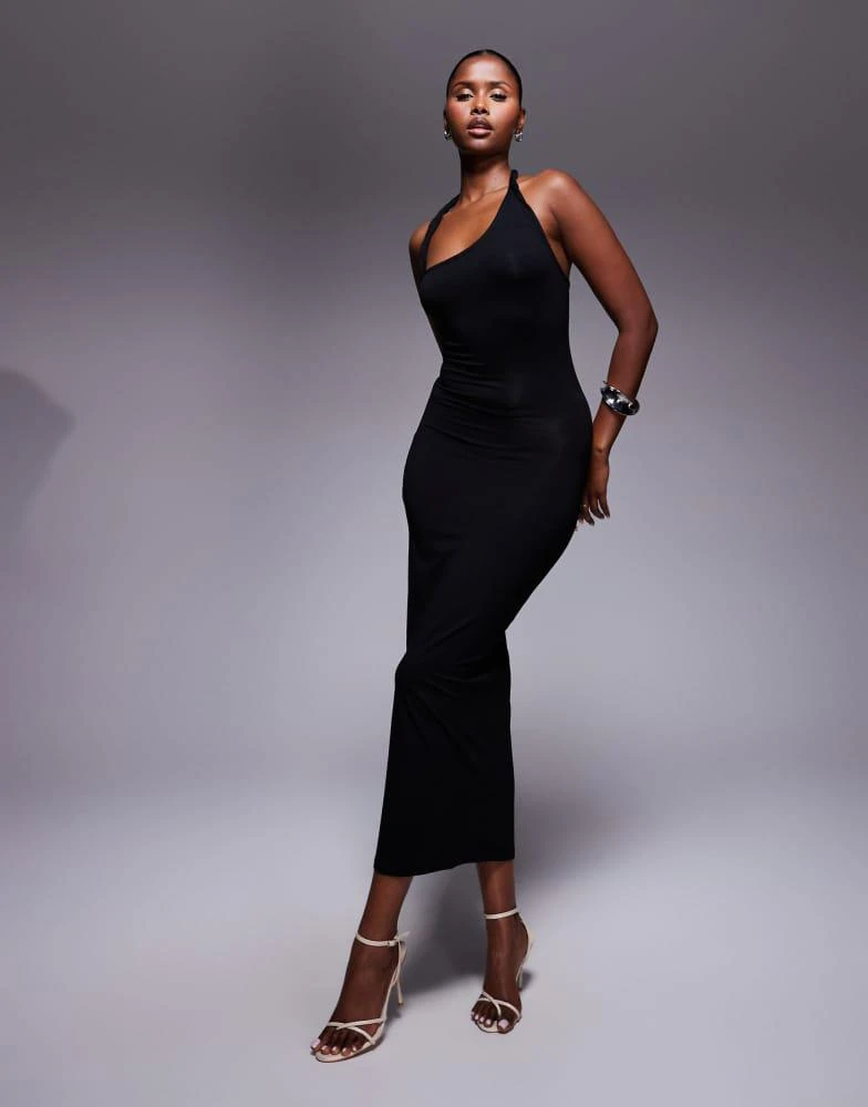 ASOS DESIGN twist asymmetric strap midi dress in black  On Sale Now with  Up to 11% Off | Discover Exclusive Deals & Savings at BeyondStyle   Authentic ASOS Home|women with Limited-Time