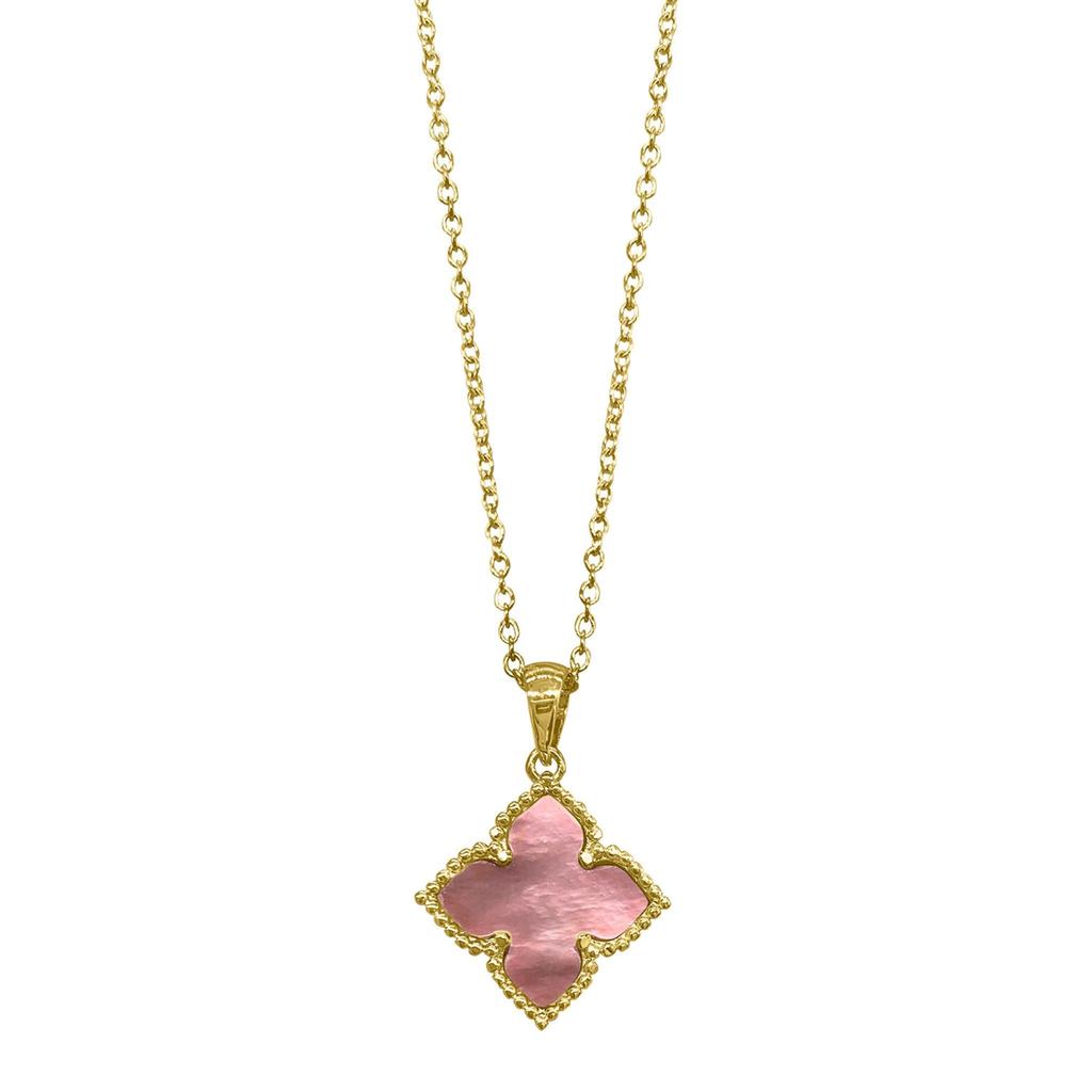 ADORNIA Flower Mother of Pearl Necklace gold pink