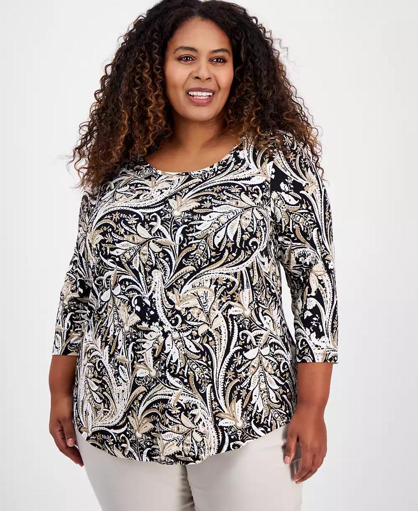 JM Collection Plus Size 3/4-Sleeve  Top, Exclusively at Macy's