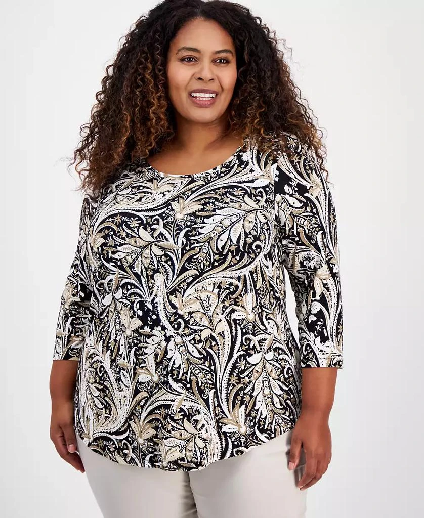 JM Collection Plus Size 3/4-Sleeve  Top, Exclusively at Macy's 1