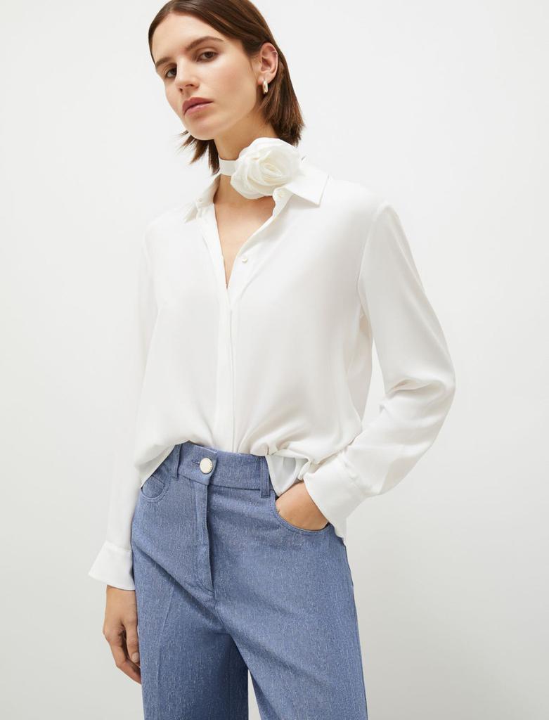 Marella CrÃªpe shirt with floral belt