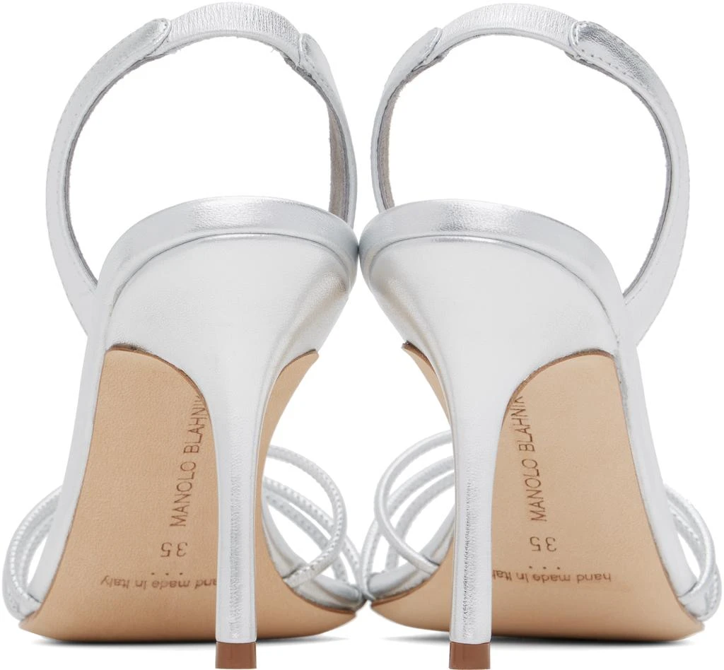 Manolo Blahnik Silver Sareta Heeled Sandals 2