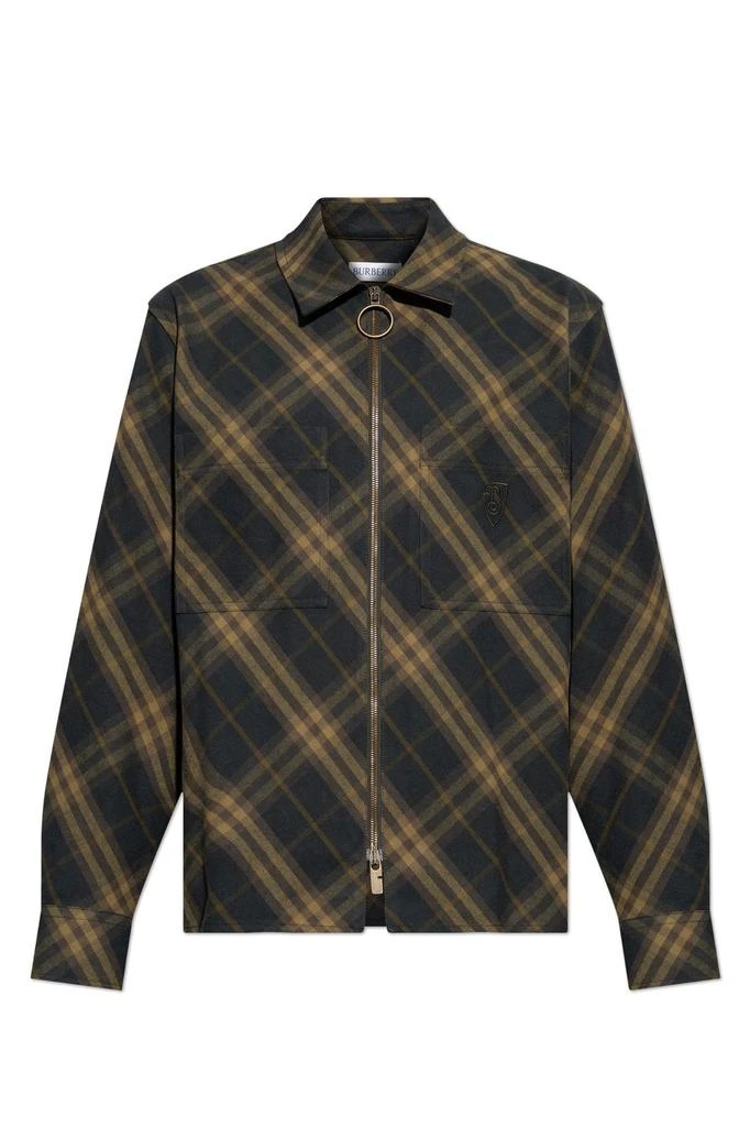 Burberry Burberry Check Collared Zip-Up Shirt from Cettire
