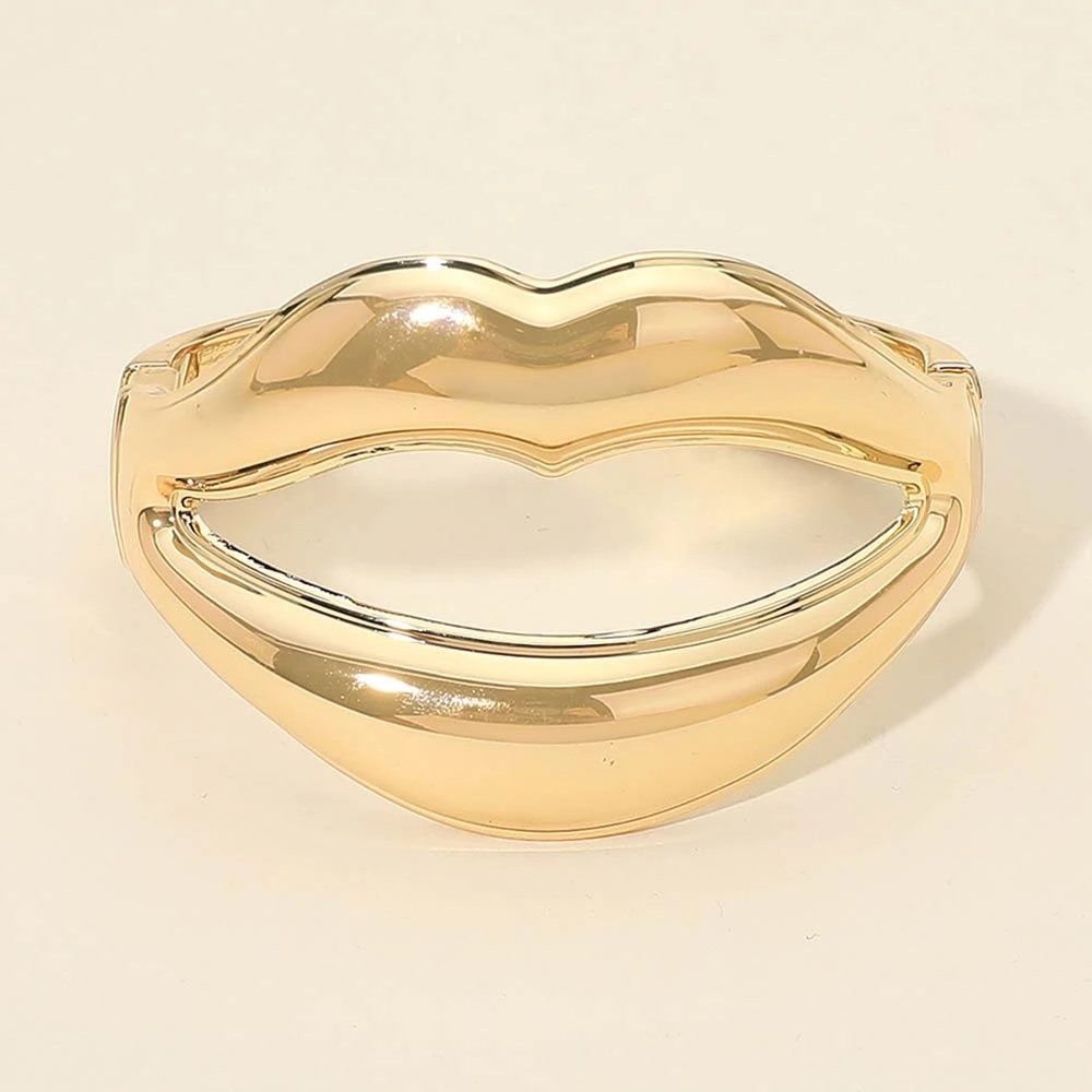 FASHNZFAB Sculpted Metal Lip Hinged Bangle Bracelet 4