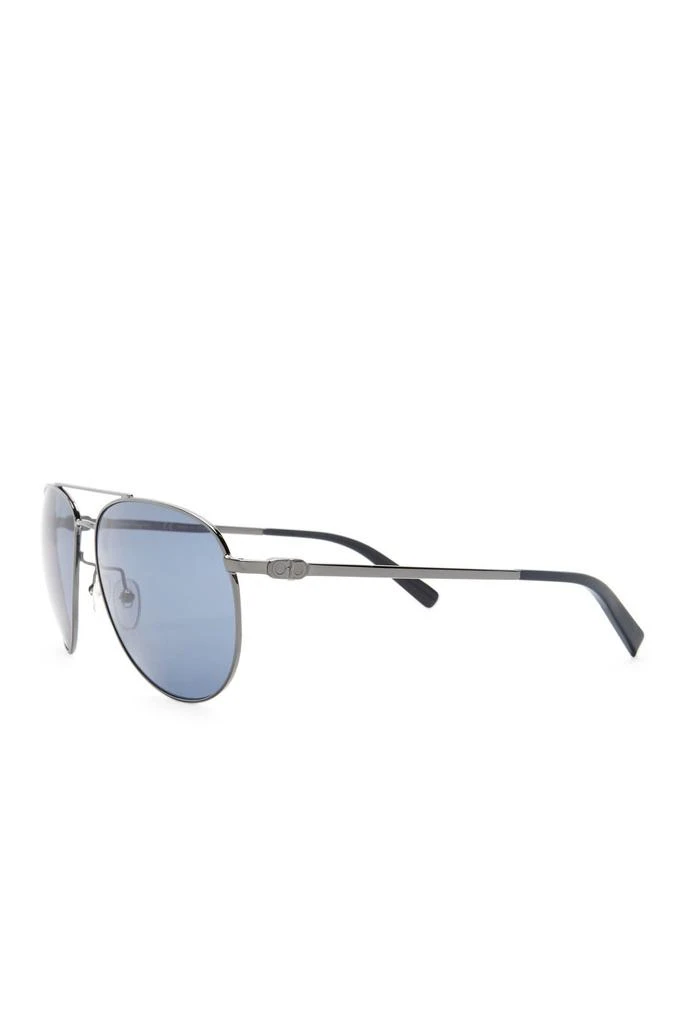 Salvatore Ferragamo Blue Unisex Aviator 60mm Sunglasses Salvatore Ferragamo Sunglasses SF172S 046 Shiny Silver/Blue  main image 4