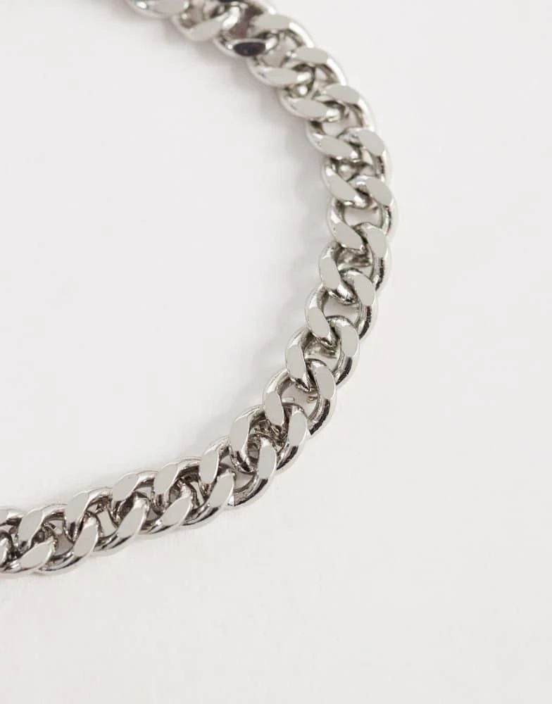 ASOS ASOS DESIGN cross link curb chain bracelet in silver 2