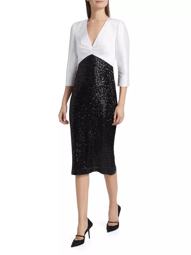 Badgley Mischka Two-Tone Sequined Cocktail Dress