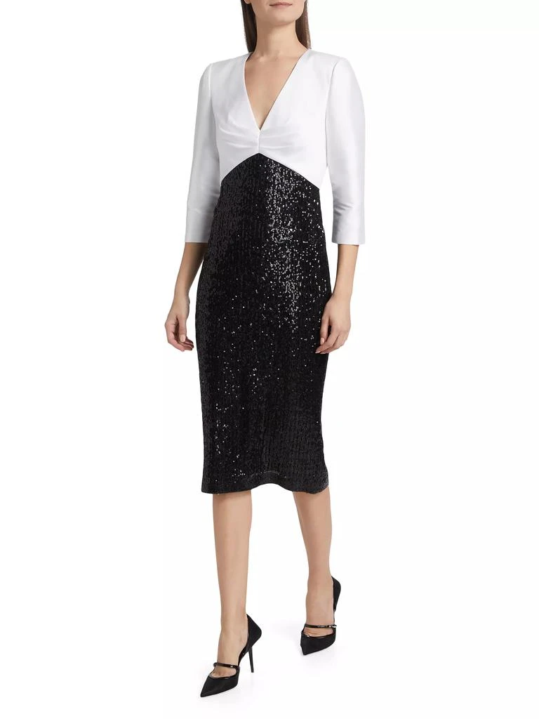 Badgley Mischka Two-Tone Sequined Cocktail Dress 2