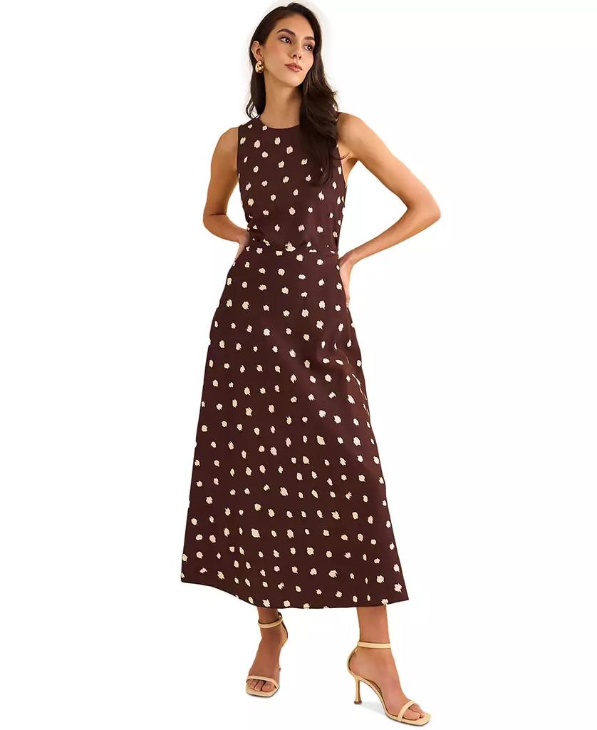 1. State Women's Linen Blend Polka Dot Midi Skirt