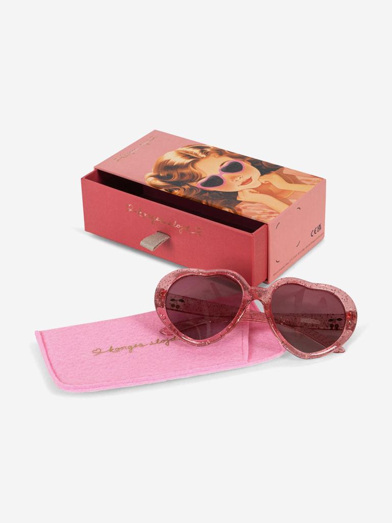 Konges Slojd Girls Glitter Heart Sunglasses in Pink