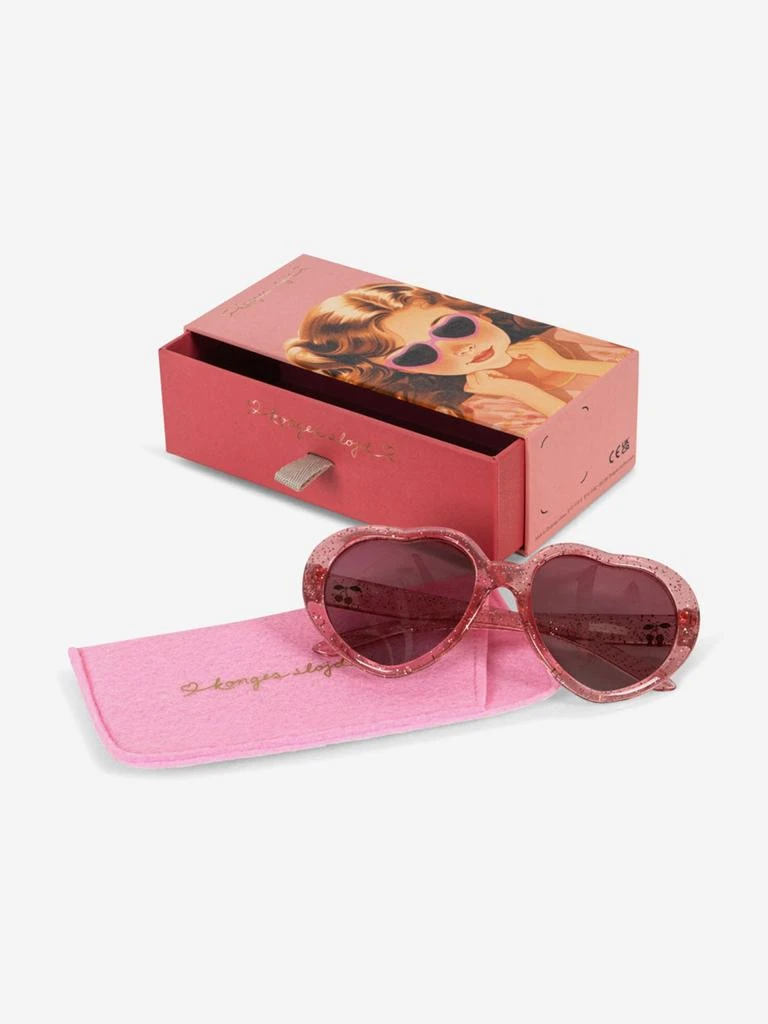 Konges Slojd Girls Glitter Heart Sunglasses in Pink 2