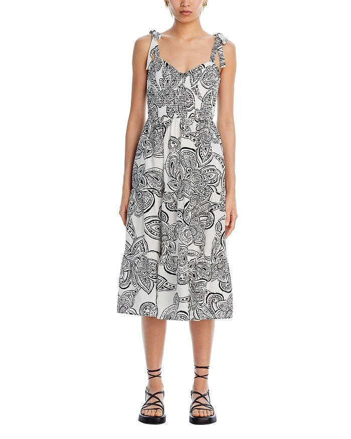 AQUA Smocked Tie Shoulder Midi Dress - Exclusive 6