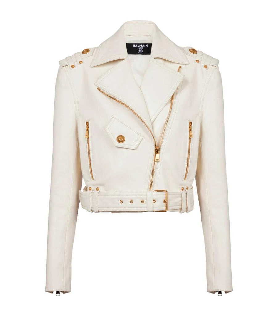 Balmain Leather Belted Biker Jacket 1