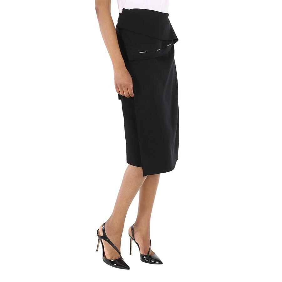 Burberry Ladies Black Asymmetrical Wrap Midi Skirt 2