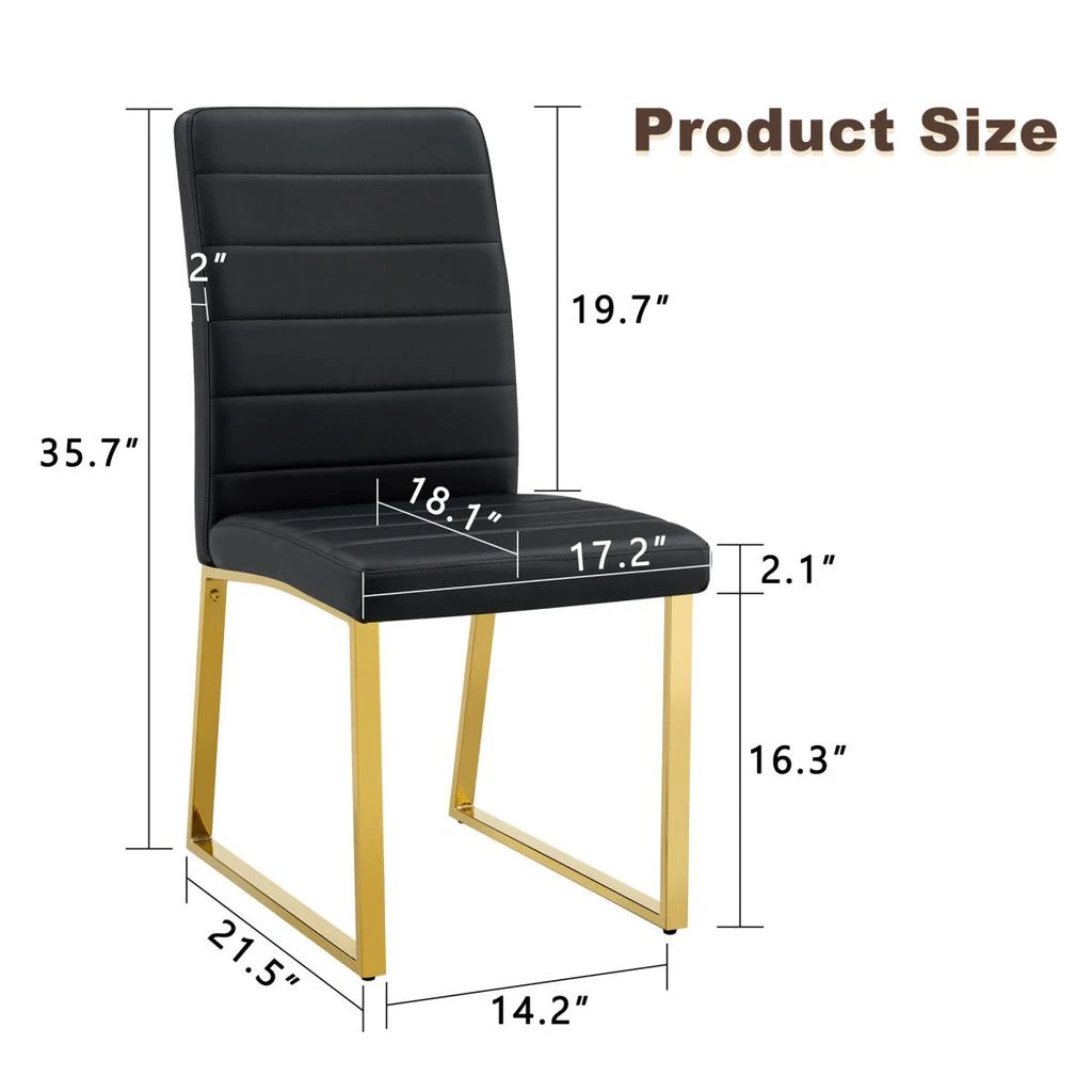 Streamdale Furniture Streamdale 4-Pack Heavy-duty Chairs: 2.1" Cushion, Iron Frame, Home/Office Value 5