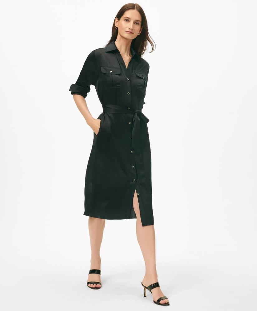 Brooks Brothers Relaxed Utility Shirt Dress in Washable Silk