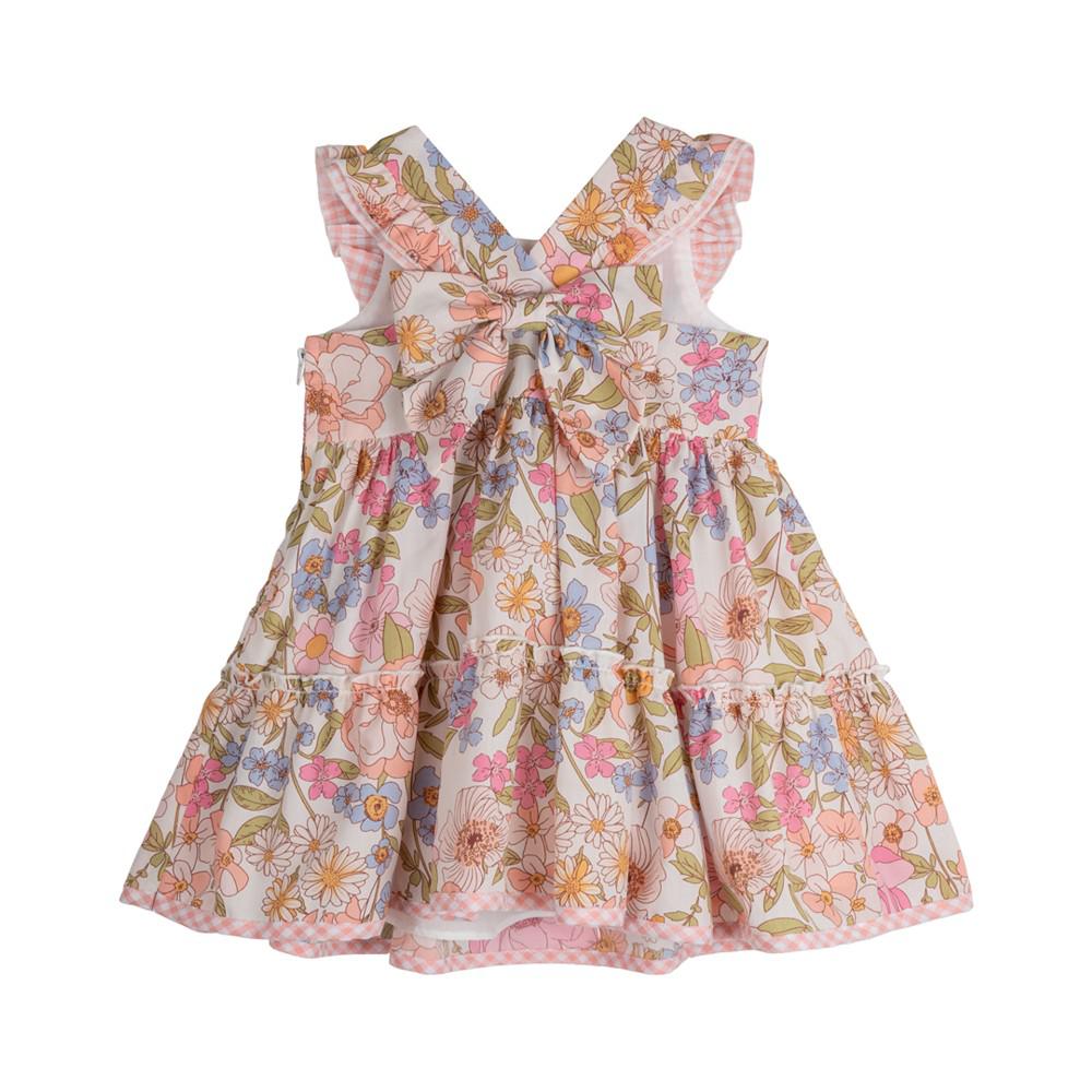 Rare Editions Baby Girls Mixed Media Dress with Matching Headband and Diaper Cover, 2 Piece Set