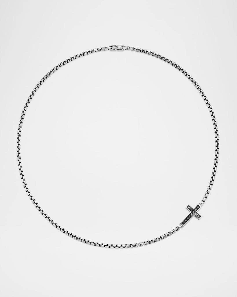 David Yurman Men's Streamline Cross Station Necklace in Silver with Black Diamonds, 3.6mm, 20"L 7