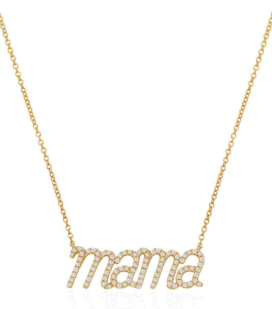 NOA mini Yellow Gold And Diamond Mama Necklace