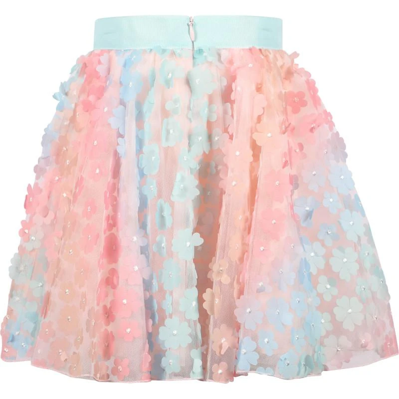 Charabia Flowers all over tulle skirt in pink and blue 2