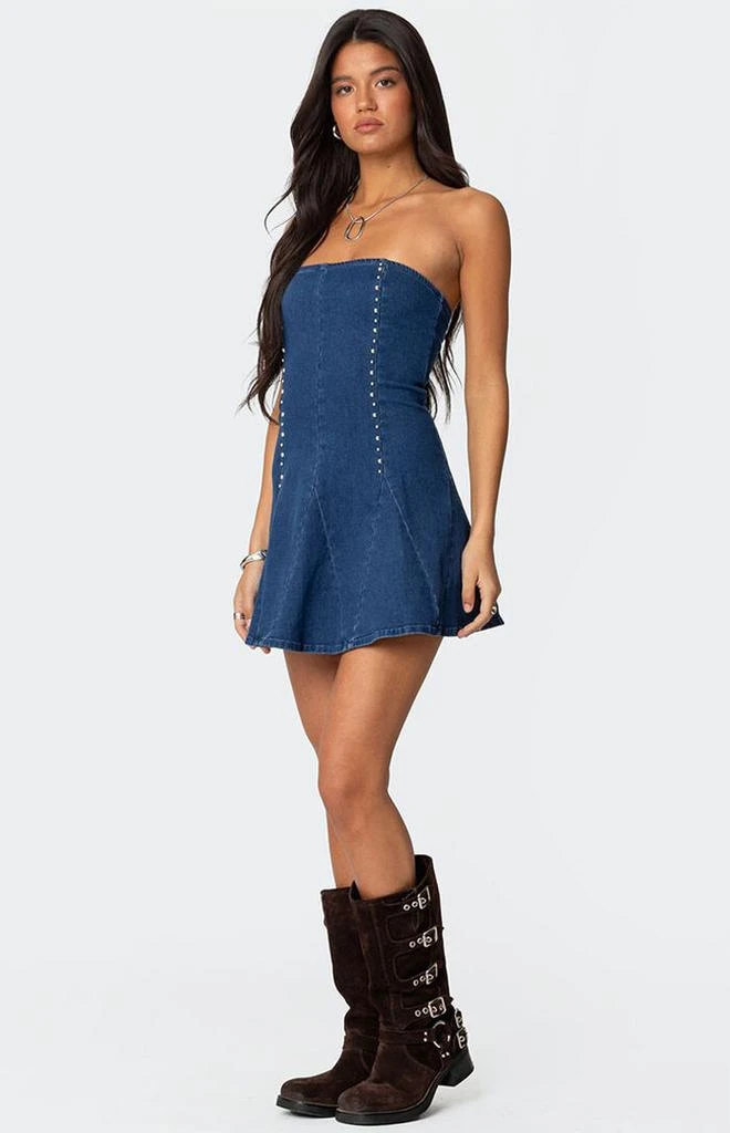 Edikted Fara Strapless Denim Mini Dress 4