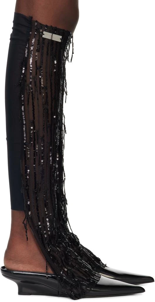 Edward Cuming Black Swinging Sequin Mesh Dripping Leg Warmers 1