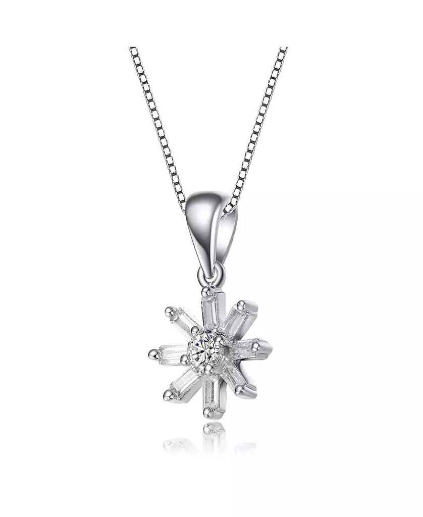 Rachel Glauber White Gold Plated with Cubic Zirconia Starry Cluster Flower Pendant Necklace 3