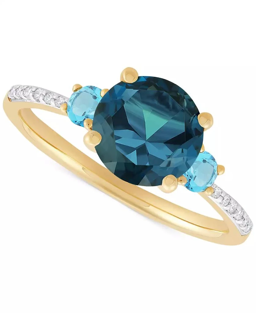 Macy's London Blue Topaz (2-1/3 ct. t.w.), Swiss Blue Topaz (1/3 ct. t.w.) & Diamond (1/20 ct. t.w.) Ring in 14k Gold 1