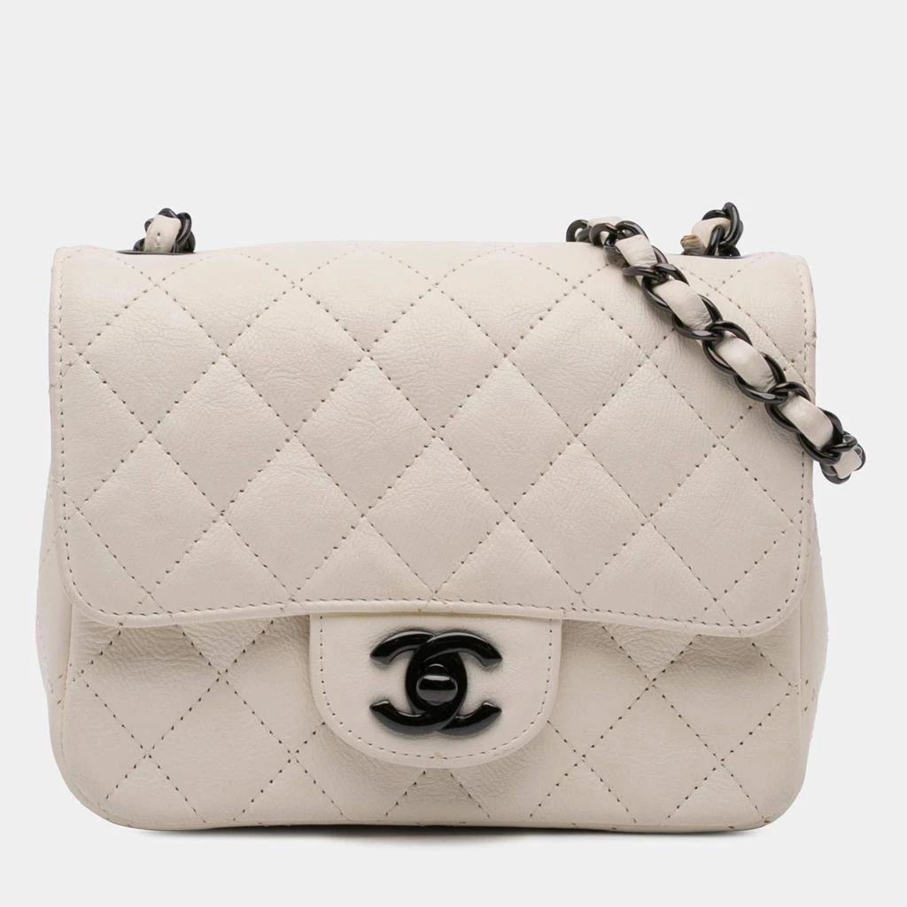 Chanel Chanel Ivory Leather Mini Square Classic Single Flap Bag 1
