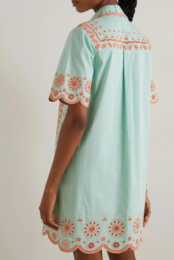 Saloni Dree scalloped broderie anglaise cotton-poplin mini shirt dress 3