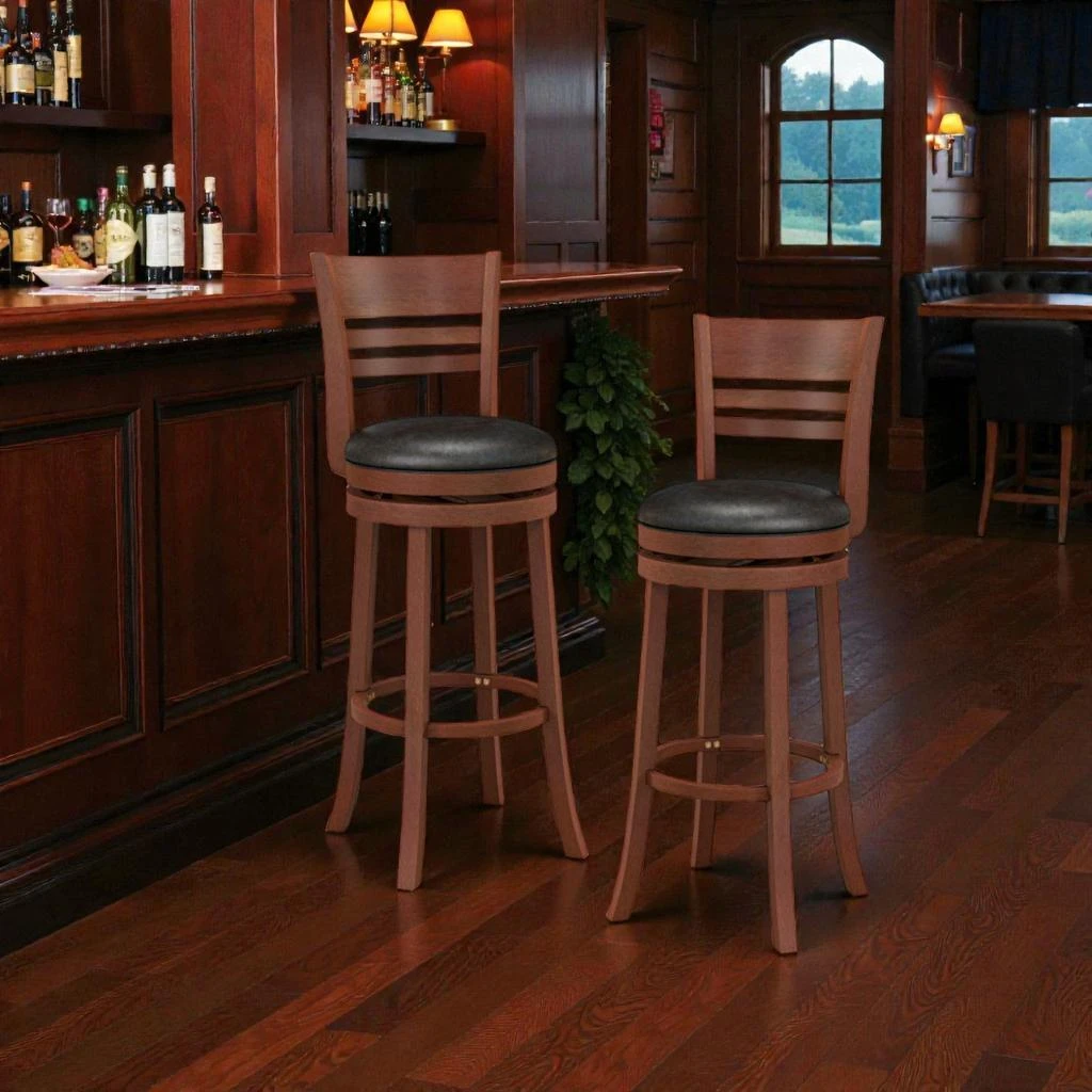 Hivvago Pair of 360° Swivel Bar Stools with PU Leather Seats