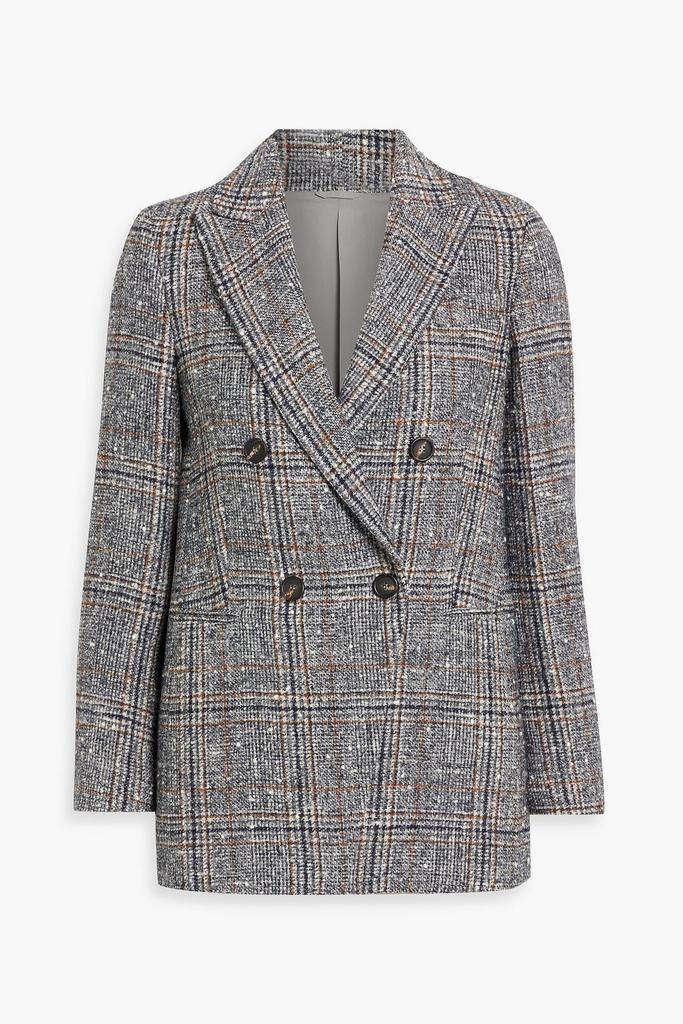 BRUNELLO CUCINELLI★Cropped bead houndstooth tweed blazer BRUNELLO CUCINELLI Cropped bead-embellished houndstooth wool