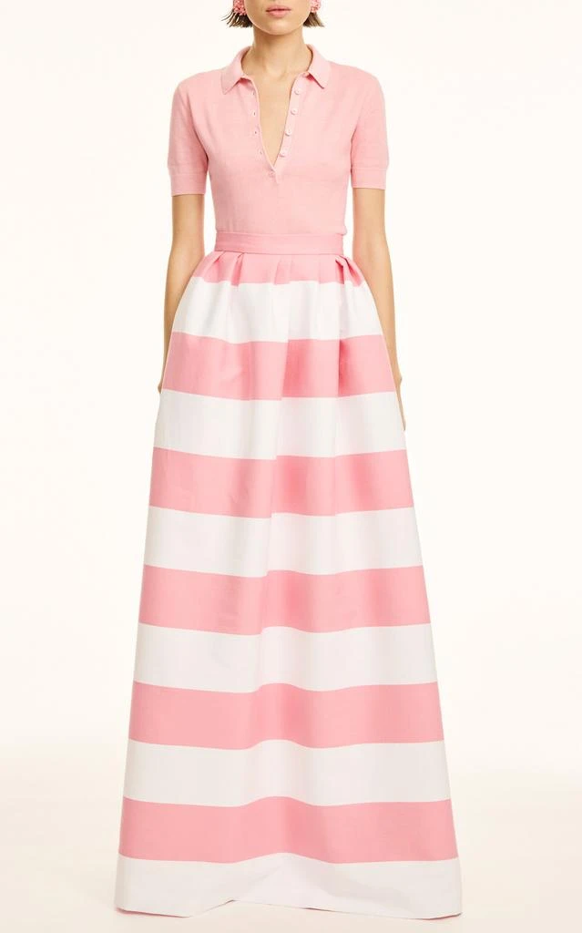 Carolina Herrera Carolina Herrera - Short Sleeve Silk-Cotton Polo Top - Pink - XS - Moda Operandi 1