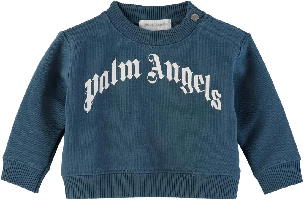 Palm Angels Baby Blue Curved Logo Sweatshirt 1