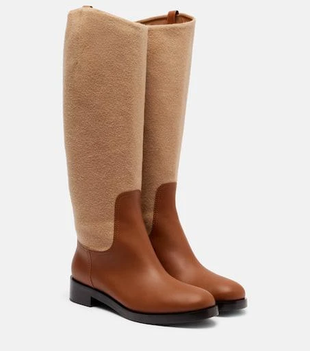 Max Mara Cavaliere leather and wool knee-high boots 1