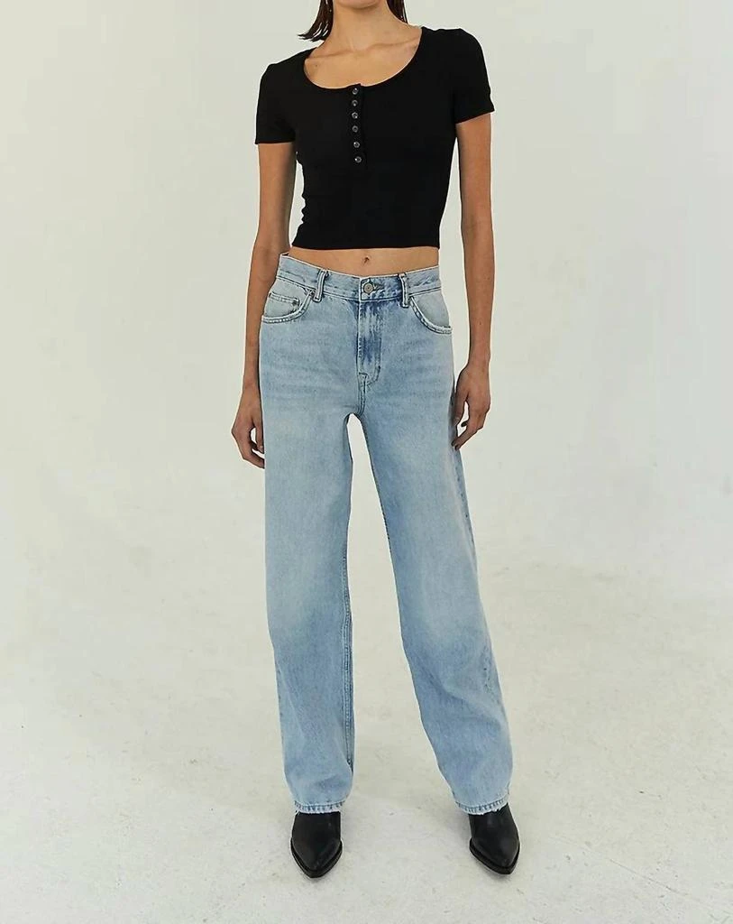 The Range The Range - Ribbed Cropped Short Sleeve Henley Top 3