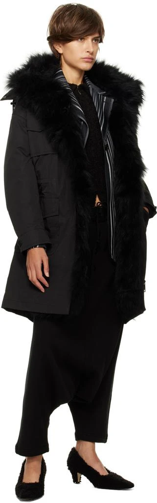 Yves Salomon - Army Black Bachette Shearling Down Coat 4