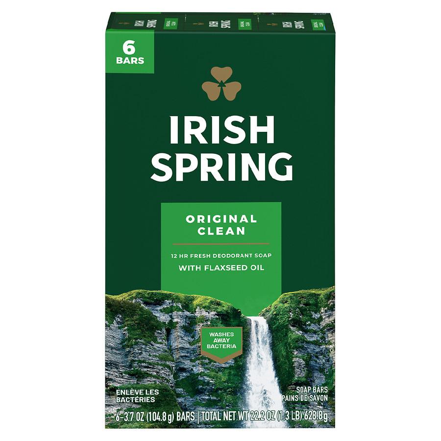 Irish Spring Deodorant Bar Soap for Men Original Clean