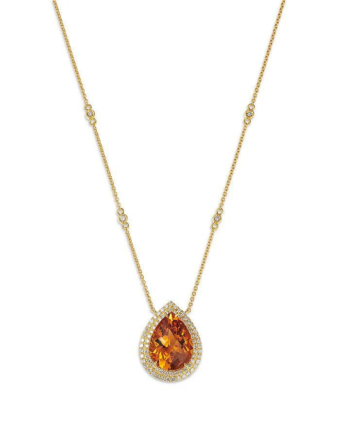 Bloomingdale
s Fine Collection Cognac Citrine
Diamond Pear Shaped Halo Pendant Necklace in 14K Yellow Gold, 18"