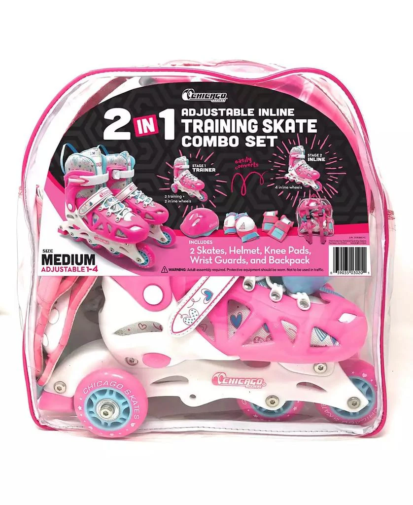 Chicago Skates Chicago Adjustable Inline Training Skate 8pc Combo Set - Size M (1-4) 3