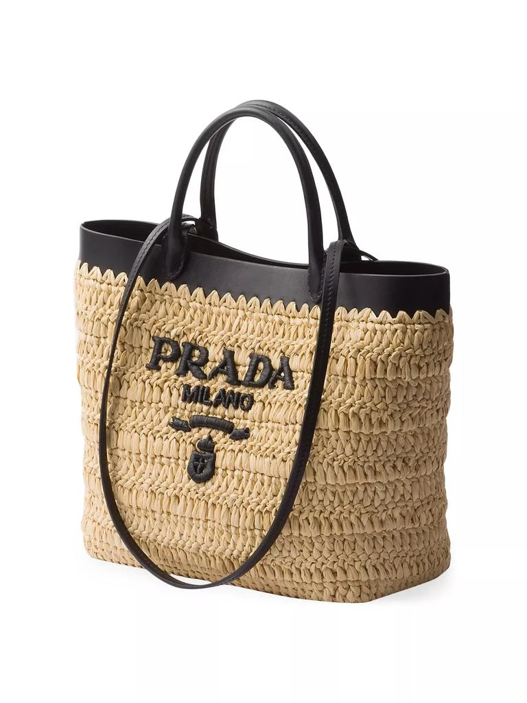 Prada Small Woven Fabric and Leather Tote Bag 2