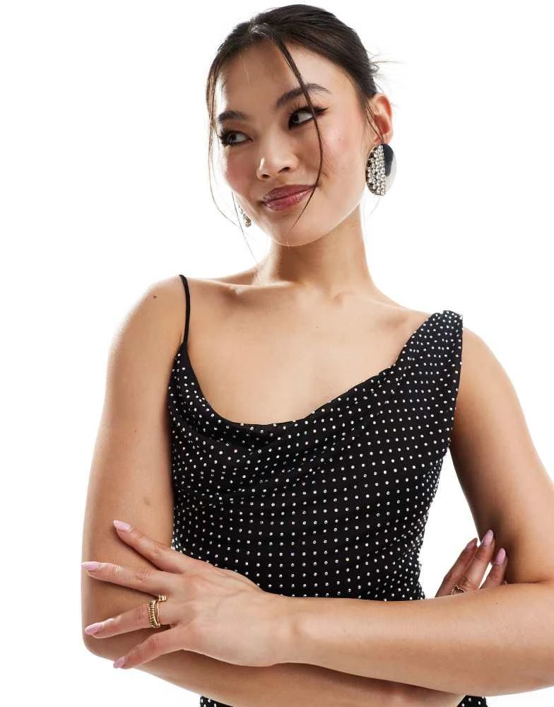 Shop ASOS DESIGN hotfix cowl neck pencil midi dress in black on Sale at  BeyondStyle  Get 37% Off ASOS DESIGN hotfix cowl neck pencil midi dress in  black with Limited-Time Flash