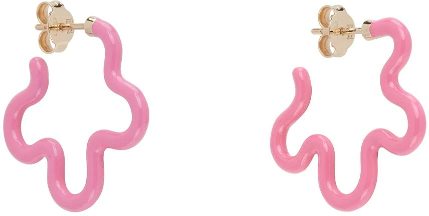 Bea Bongiasca Pink 2 Tone Asymmetrical Flower Power Earrings 2