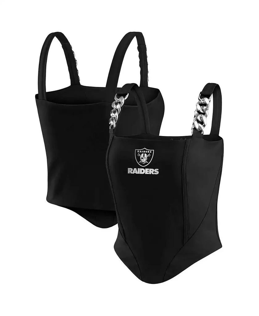 WEAR by Erin Andrews x Gracie Hunt Women's Black Las Vegas Raiders Chain Link Corset Top 1